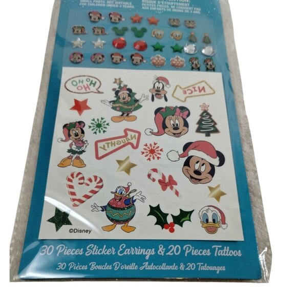 Disney Minnie Mouse 30 Piece Stick on Earrings and 20 Tattoos Christmas Set - Picture 3 of 4